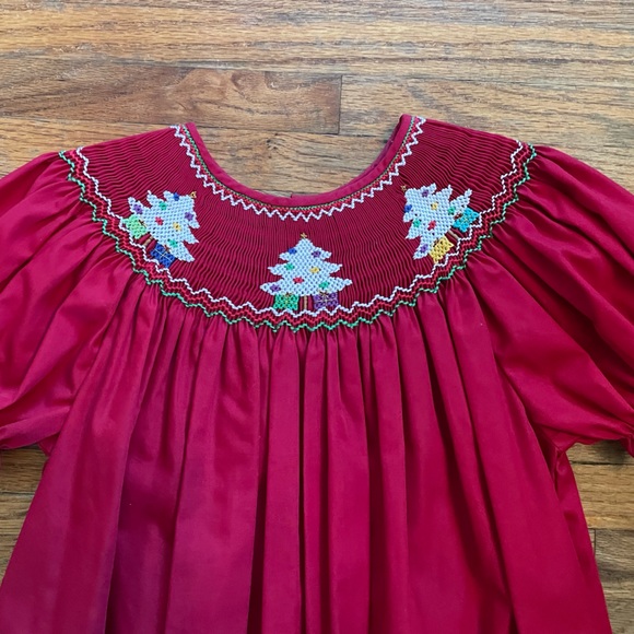Rosalina 4T Smocked Christmas Tree Dress Red Holiday Dress - Picture 2 of 6